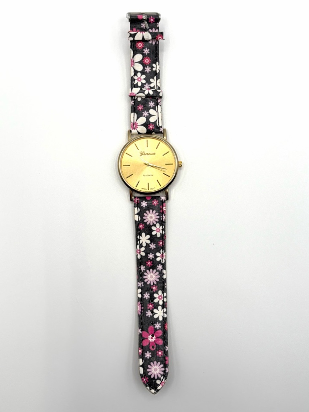 Geneva Floral Strap Watch Gold Tone Dial Working Quartz Watch